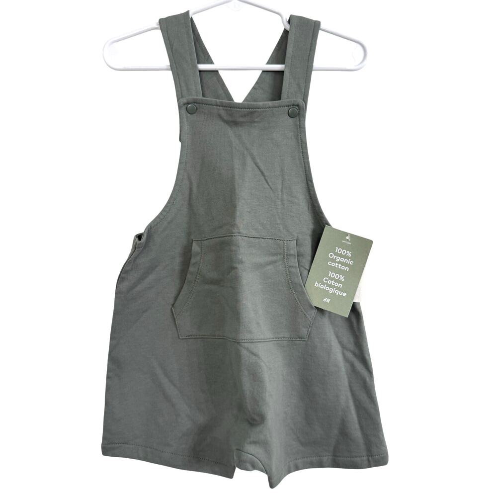 H&M Khaki Green Shortie Overalls Size 2T New Organic Cotton